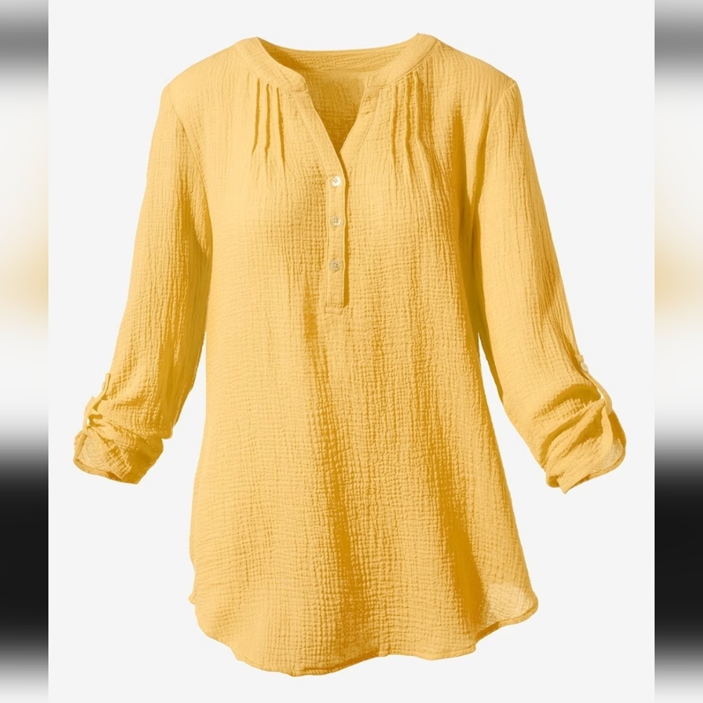 New CHICO'S woven GAUZE pull over TOP womens - Picture 1 of 3
